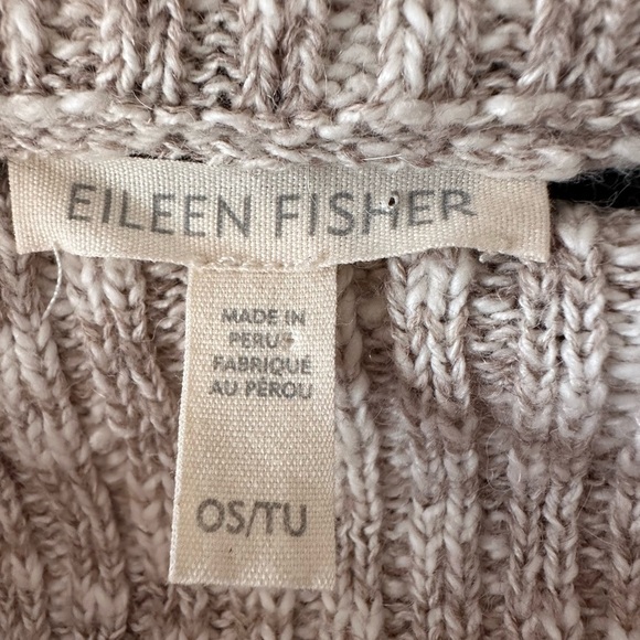 Eileen Fisher Natural Funnel Neck Poncho Organic Cotton Alpaca Lagenlook Oatmeal - Picture 6 of 8